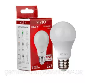 LED лампа Е27 А60 12W біла тепла 3000К SIVIO