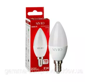 Світлодіодна лампа SIVIO C37 7W, E14, 3000K, теплий білий