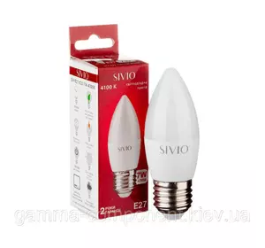Світлодіодна лампа SIVIO C37 7W, E27, 4100K, нейтральний білий