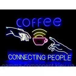 Неонова вивіска COFFEE CONNECTING PEOPLE (900х600)