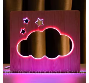 Світильник нічник ArtEco Light з дерева LED "Хмаринка" з пультом і регулюванням кольору, подвійний RGB