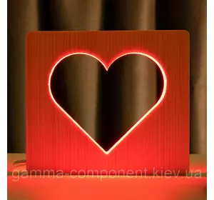 Світильник нічник ArtEco Light з дерева LED "Серце" з пультом і регулюванням кольори, RGB