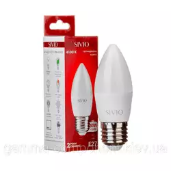 Світлодіодна лампа SIVIO C37 10W, E27, 4100K, нейтральний білий