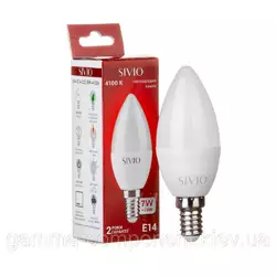 Світлодіодна лампа SIVIO C37 7W, E14, 4100K, нейтральний білий