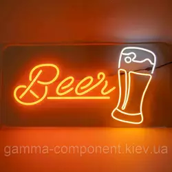 Неонова вивіска Beer Келих пива (1000х500)