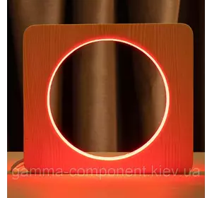 Світильник нічник ArtEco Light з дерева LED "Коло" з пультом і регулюванням кольори, RGB