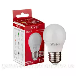 Світлодіодна лампа SIVIO G45 6W, E27, 3000K, теплий білий