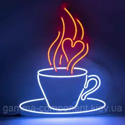 Неонова вивіска Чашка кави з серцем (415х500)