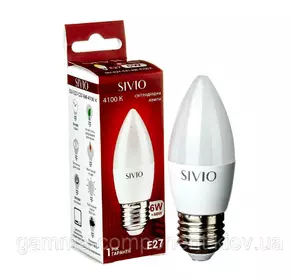 Світлодіодна лампа SIVIO C37 6W, E27, 4100K, нейтральний білий