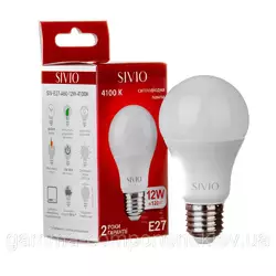 Світлодіодна лампа SIVIO A60 12W, E27, 4100K, нейтральний білий
