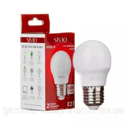 Світлодіодна лампа SIVIO G45 10W, E27, 4100K, нейтральний білий