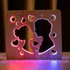 Світильник нічник з дерева LED "Поцілунок" з пультом і регулюванням кольору, подвійний RGB
