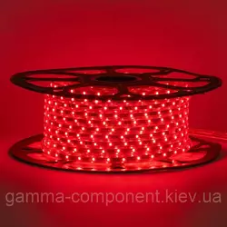 Герметична світлодіодна стрічка червона 220В smd 2835-48 лід/м 6 Вт/м