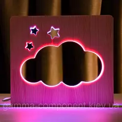 Світильник нічник ArtEco Light з дерева LED "Хмаринка" з пультом і регулюванням кольору, подвійний RGB