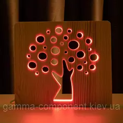 Світильник- нічник ArtEco Light з дерева LED "Діровець" з пультом і регулюванням кольору, RGB