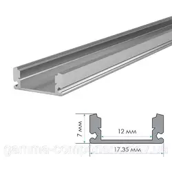 Анодований алюмінієвий профіль для светодидных стрічок ПФ-15 накладної напівматовий, 2м (комплект)