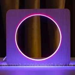 Світильник нічник ArtEco Light з дерева LED "Коло" з пультом і регулюванням кольору, подвійний RGB