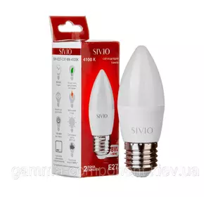 Світлодіодна лампа SIVIO C37 8W, E27, 4100K, нейтральний білий