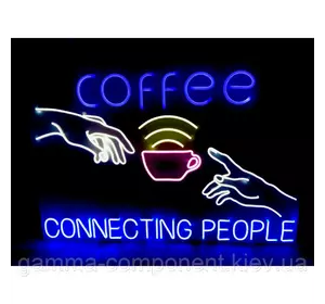 Неонова вивіска COFFEE CONNECTING PEOPLE (900х600)