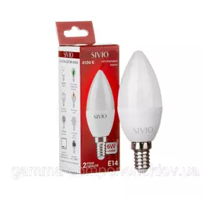 Світлодіодна лампа SIVIO C37 6W, E14, 4100K, нейтральний білий
