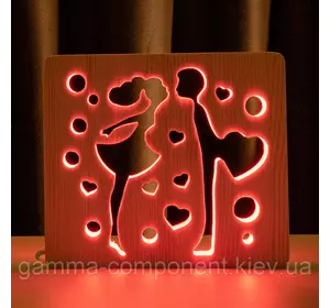 Світильник нічник ArtEco Light з дерева LED "Закохана пара" з пультом та регулюванням кольору, RGB