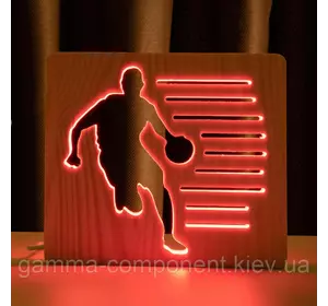 Світильник нічник ArtEco Light з дерева LED "Баскетболіст з м'ячем" з пультом та регулюванням кольору, RGB