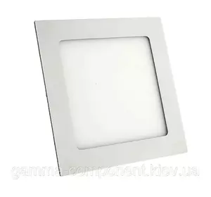 Світлодіодний світильник точковий 12Вт квадратний, пластик, теплий білий, IP20