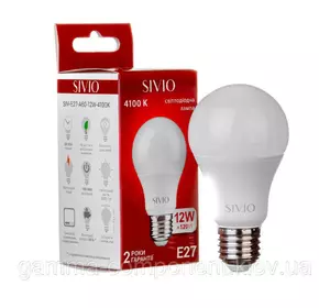 Світлодіодна лампа SIVIO A60 12W, E27, 4100K, нейтральний білий